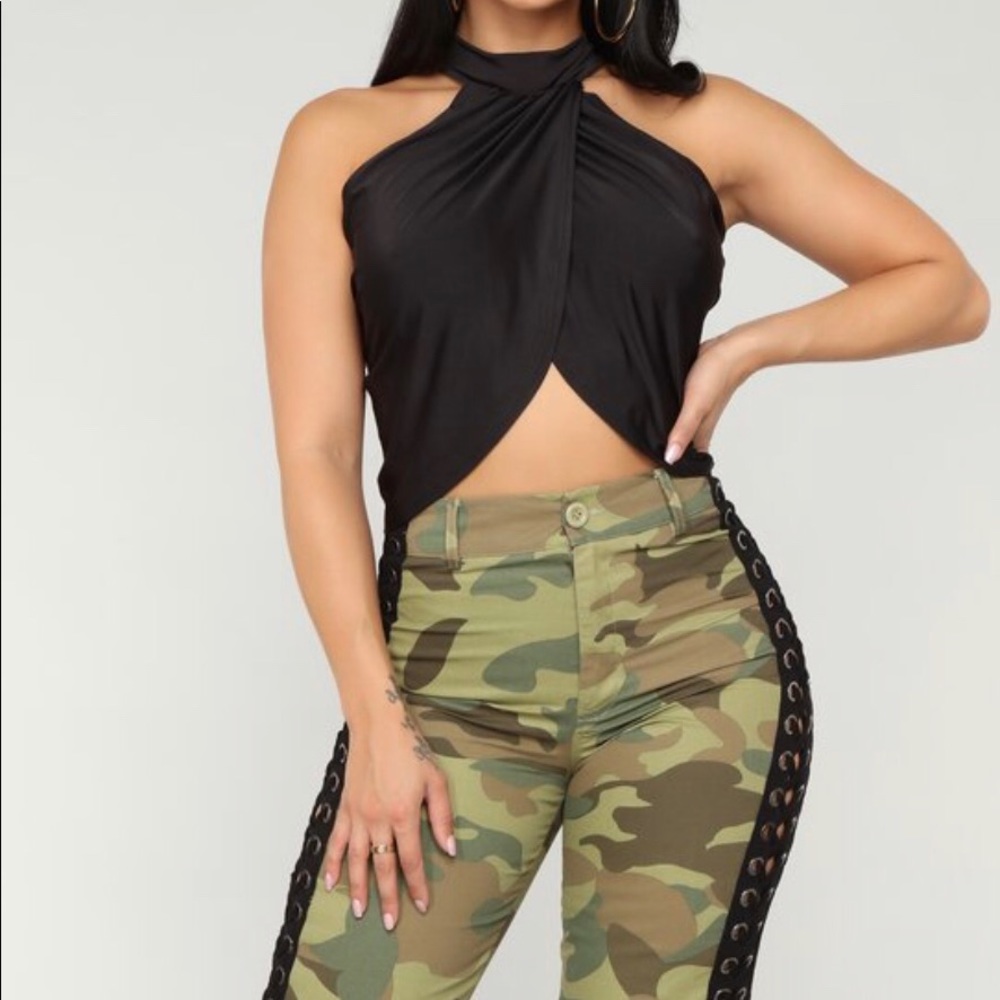 Black Halter Crop Top